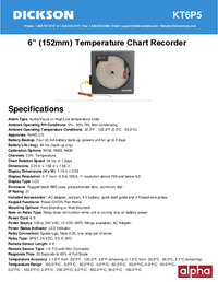 Thumbnail of document Data Sheet - KT6 6 in Temperature Chart Recorder
